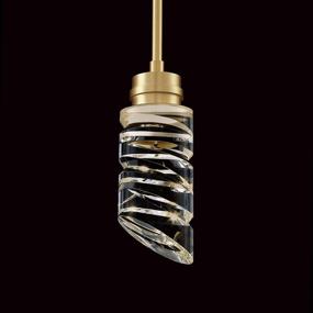 img 4 attached to Modern Gold Brushed Brass Cylinder Crystal Pendant Light with LED for Kitchen Island, Bedroom, Dining Room & Bar - MOTINI 1-Light Ceiling Hanging Glass Pendant Lighting Fixtures