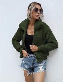 img 1 attached to Jacket Casual Shearling Outwear Pockets Women's Clothing