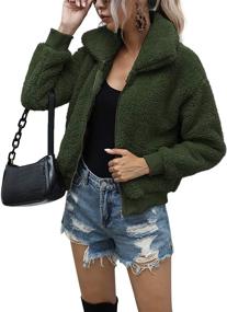 img 4 attached to Jacket Casual Shearling Outwear Pockets Women's Clothing