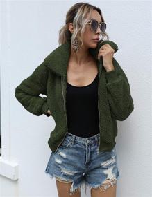 img 2 attached to Jacket Casual Shearling Outwear Pockets Women's Clothing