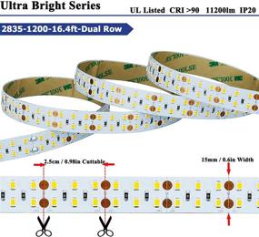 img 1 attached to UL Listed 24V LED Strip Lights Natural White - 11200lm, CRI 90+, Ultra Bright 16.4ft Tape Light with High Density Double Row SMD2835 - 120W, 4000K for Cabinet, Bedroom, Commercial Lighting Projects