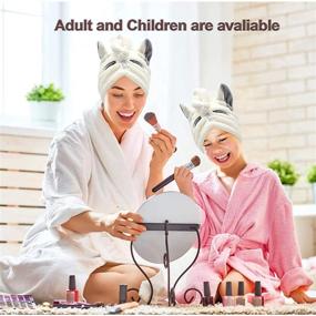 img 3 attached to 🐱 Cat Ear Hair Drying Towel Wrap: Quick Drying Microfiber Hair Towel for Women and Girls - Super Absorbent and Convenient Dry Head Turban with Button