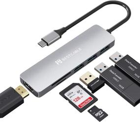 img 4 attached to Компактный 6-в-1 адаптер с множественными портами USB C Hub для MacBook и XPS - 4K HDMI, USB 3.0, считыватель SD/TF карт