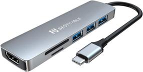 img 3 attached to Компактный 6-в-1 адаптер с множественными портами USB C Hub для MacBook и XPS - 4K HDMI, USB 3.0, считыватель SD/TF карт