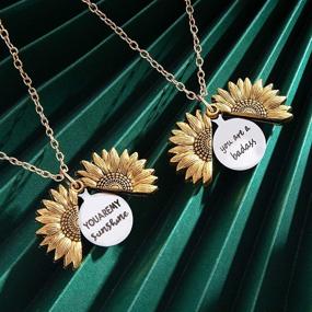 img 1 attached to 🌻 Sunflower Necklace - Engraved "You are My Sunshine" for Daughter Graduation Gift - 2-Side Version with Box