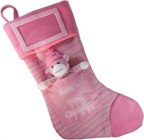 img 1 attached to 🎀 Adorable Baby Girl's First Christmas Stocking with Customizable Picture Frame and Removable Soft Toy (Pink)