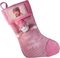 🎀 adorable baby girl's first christmas stocking with customizable picture frame and removable soft toy (pink) logo