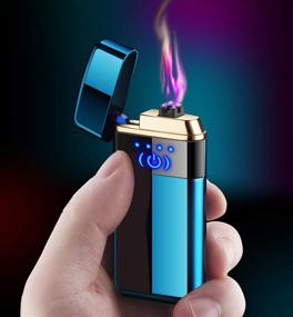 img 3 attached to Smart Fingerprint Sensor Double Arc 🔒 Lighter: Flameless, Windproof, USB Rechargeable - Purple