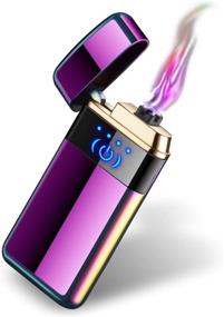 img 4 attached to Smart Fingerprint Sensor Double Arc 🔒 Lighter: Flameless, Windproof, USB Rechargeable - Purple