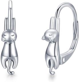 img 4 attached to 🐼 925 Sterling Silver Animal Hoop Earrings: Panda, Frog, Giraffe, Cow, Unicorn, Cat, Pig, Koala - Hypoallergenic Huggie Style, Perfect Christmas Gifts for Women!