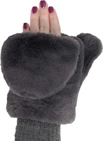 img 2 attached to Womens Warm Convertible Fingerless Gloves - Funky Junque Faux Fur Flip Mittens