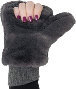 img 3 attached to Womens Warm Convertible Fingerless Gloves - Funky Junque Faux Fur Flip Mittens