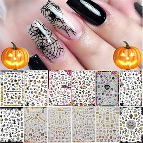img 4 attached to 🎃 Spooktacular Halloween Nail Art Stickers: 1500+ Patterns, Self-Adhesive DIY Decals for a Boo-tiful Manicure - Pumpkin, Bat, Ghost, Witch Included (12 Sheets)