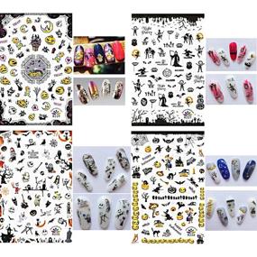 img 1 attached to 🎃 Spooktacular Halloween Nail Art Stickers: 1500+ Patterns, Self-Adhesive DIY Decals for a Boo-tiful Manicure - Pumpkin, Bat, Ghost, Witch Included (12 Sheets)
