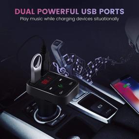 img 1 attached to 🚘 V5.0 Bluetooth FM Transmitter for Car with Hands-Free Calling, Dual USB Charging, TF Card & USB Disk Support