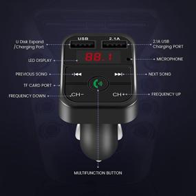 img 3 attached to 🚘 V5.0 Bluetooth FM Transmitter for Car with Hands-Free Calling, Dual USB Charging, TF Card & USB Disk Support