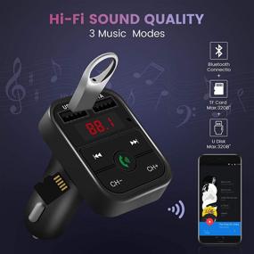 img 2 attached to 🚘 V5.0 Bluetooth FM Transmitter for Car with Hands-Free Calling, Dual USB Charging, TF Card & USB Disk Support