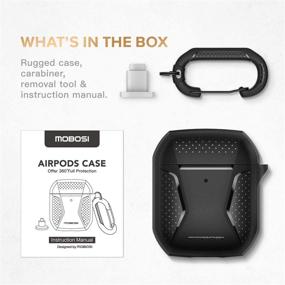 img 2 attached to MOBOSI Полноценный защитный чехол для AirPods 2 и 1 с карабином [видимы передние светодиоды] - черный