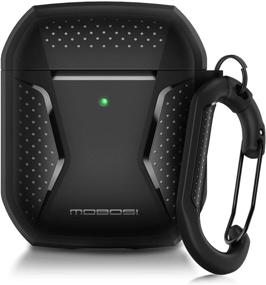 img 4 attached to MOBOSI Полноценный защитный чехол для AirPods 2 и 1 с карабином [видимы передние светодиоды] - черный