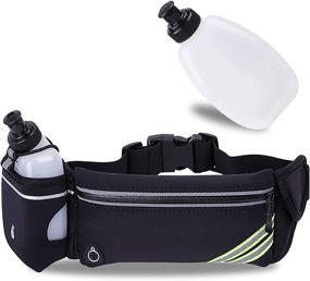 img 4 attached to 🏃 MOVOYEE Reflective Running Belt with Water Bottle Holder for iPhone 12 11 Pro Max Xr Xs X 10 8 7 6 Plus/Samsung - Hydration Waist Pack for Men and Women, Fanny Pack Pouch Runner Belt Bag