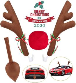 img 4 attached to 🦌 Angooni Upgraded Car Reindeer Antler Kit Christmas Rudolph Auto Decorations - Add Holiday Spirit with Rudolph Accessories and Tail!