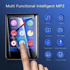 img 2 attached to 🎧 32GB Bluetooth MP3 Player with Armband, FM Radio, and Speaker - Full Touch Screen, Recorder, Pedometer, E-Book, Video Players, Timer - Supports up to 128GB