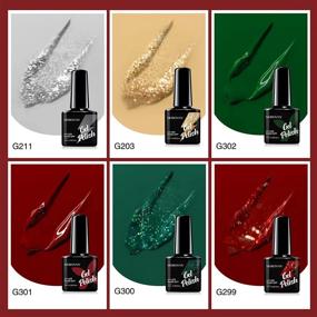 img 3 attached to 🎄 Christmas Gel Nail Polish Kit - 6 Colors Christmas Gel Nail Polish Set with Gold, Silver, Glitter, Red, Green, and Sparkle for Soak Off UV LED Gel Nail Art. DIY Salon Christmas Gift Starter Kit.