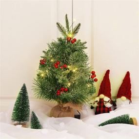 img 2 attached to Prelit 18 Inch Mini Table Top Christmas Tree with LED Lights - Perfect Xmas Decor for Home, Office, or Bedroom