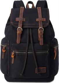 img 4 attached to 🎒 BLUBOON Vintage Leather Rucksack Backpack