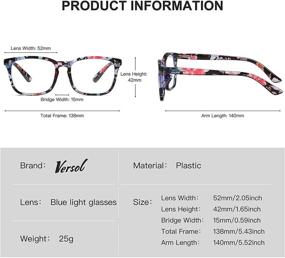 img 2 attached to 👓 Очки Versol Square Blue Light Blocking с пружинными петлями для мужчин и женщин - компьютерные, для чтения и игровые очки без рецепта