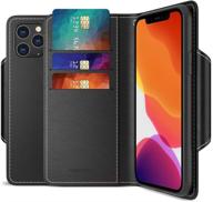 maxboost mwallet для чехла iphone 11 pro (2019 год, 5,8 дюймов) [фолио-чехол] - превосходная кожаная кредитная карта-кошелек - совместимый флип-чехол с боковым карманом и магнитным замком - черный логотип