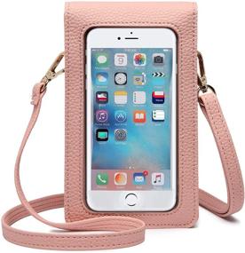 img 4 attached to Kingten Lightweight Leather Cell Phone Purse - Small Crossbody Bag Wristlet Purse With 2 Shoulder Straps For Women(Pink A)