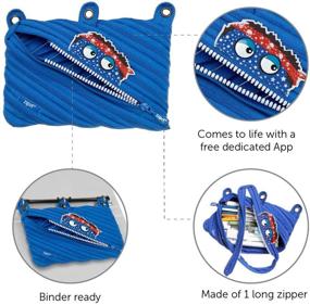 img 2 attached to 📒 Unleash Fun with ZIPIT Talking Monstar 3-Ring Binder Pencil Pouch - Large Capacity Pen Case for Kids, All-in-One Long Zipper Design! (Blue)