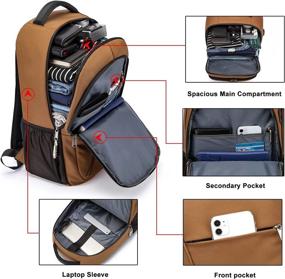 img 1 attached to 🎒 Brown Water Resistant Laptop Backpack with USB Charging Port, Ideal Travel School Bag for Men & Women, Anti Theft College Backpack Fits Up to 17 Inch Notebook