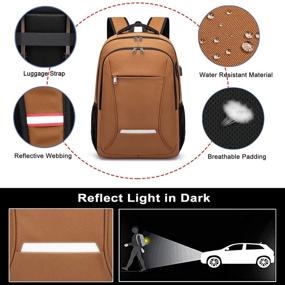 img 2 attached to 🎒 Brown Water Resistant Laptop Backpack with USB Charging Port, Ideal Travel School Bag for Men & Women, Anti Theft College Backpack Fits Up to 17 Inch Notebook