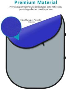 img 1 attached to 🔵 Ниуер 2-в-1 хромакей сине-серый складной фон: выгиб, двусторонняя панель с серым и синим фоном 5'x7'/150x200 см с чехлом и молнией.