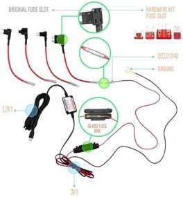 img 3 attached to 15ft Micro USB & Mini USB Dash Cam & Type-C Hardwire Kit with Mini/ATO Fuse, Battery Drain Protection & Port Adapters