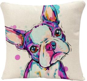 img 4 attached to YGGQF Animal Throw Pillow Cover: Charming Boston Terrier Design for Stylish Home Décor