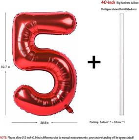 img 3 attached to Eye-catching 40 Inch Red Large Numbers 0-9 Birthday Party Decorations: Helium Foil Mylar Big Number Balloon - Digital 5