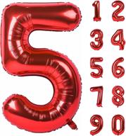 eye-catching 40 inch red large numbers 0-9 birthday party decorations: helium foil mylar big number balloon - digital 5 logo