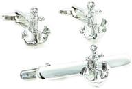 🚢 mrcuff anchor cufflinks & tie bar set: premium pair in gift box with polishing cloth logo