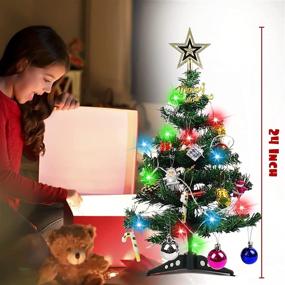 img 3 attached to 🎄 CL FUN Tabletop Mini Christmas Tree with LED Lights and Ornaments – Festive 24'' DIY Desktop Decoration for Holiday Indoor Decor