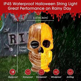 img 1 attached to 🎃 7.8FT Outdoor Halloween Decorations: 3D Skeleton Skull String Lights + 4 LED Skull Stake Lights | Waterproof & Battery Operated Pathway Makers for Indoor/Outdoor Halloween Decor