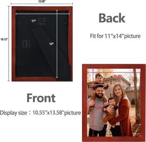 img 1 attached to 🖼️ ABZQH 11x14 Picture Frames - Walnut (Dark Brown) Set of 2 - Solid Wood High Definition Glass - Display Photos 5x7, 8x10, or A4 with 3 Mats or Without Mat - Wall/Tabletop Mount