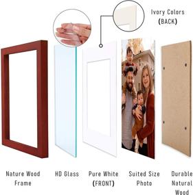 img 3 attached to 🖼️ ABZQH 11x14 Picture Frames - Walnut (Dark Brown) Set of 2 - Solid Wood High Definition Glass - Display Photos 5x7, 8x10, or A4 with 3 Mats or Without Mat - Wall/Tabletop Mount