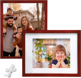 img 4 attached to 🖼️ ABZQH 11x14 Picture Frames - Walnut (Dark Brown) Set of 2 - Solid Wood High Definition Glass - Display Photos 5x7, 8x10, or A4 with 3 Mats or Without Mat - Wall/Tabletop Mount