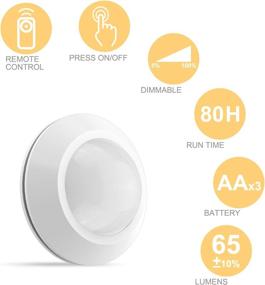 img 3 attached to 💡 HONWELL Puck Lights with Remote Control, Wireless Battery Powered Closet Lights, Tap Light, Push Button Lights, Under Cabinet LED Lighting, Stick Lights for Shelf Kitchen (6-Pack)