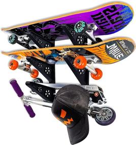 img 4 attached to 🛹 Maximize Space with Skateboard Rack Wall Mount: Longboard Hangers, 3-Board Wall Storage, Load Bearing Design for Longboards, Scooters, Electric Skateboards, Helmets