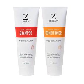 img 4 attached to Zealios Sulfate Free Swim & Sport Shampoo & Conditioner Kit - Moisturizing Renewal Formula for Treated Hair & Chlorine Removal - 8 fl oz Each