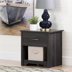 img 2 attached to 🛏️ Stylish South Shore Fusion Nightstand: Gray Oak with Modern Grooved Metal Handles